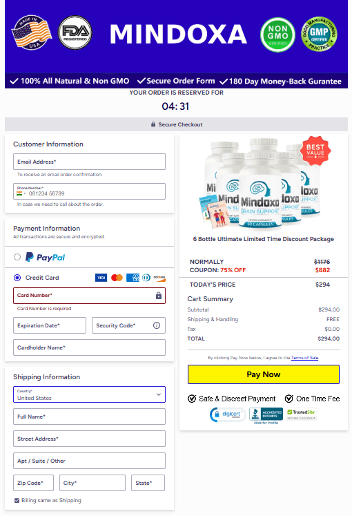 Mindoxa Offer Checkout